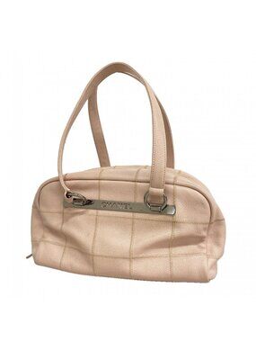 Chanel Handbag Choco Bar Caviar Leather Baby Pink Silver